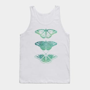 Butterfly Design in Blue and Green Paint Strokes Combo Pattern Tank Top